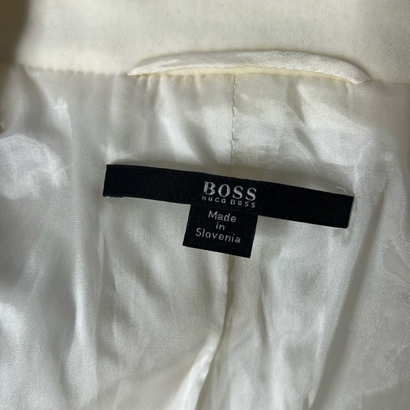 Hugo Boss US Sz 10 Cream Velvet with Satin Trim Snap Front Blazer - Picture 6 of 12